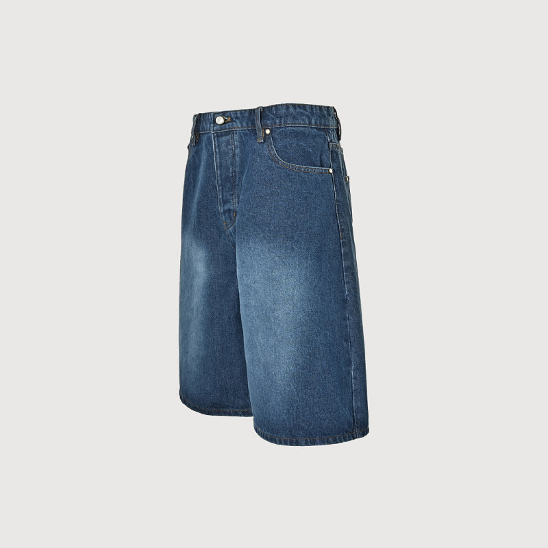 Louis Vuitton Leather Patch Washed Denim Shorts — Indigo Blue
