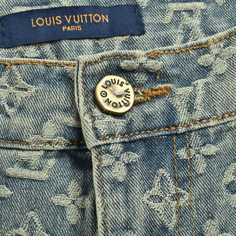 Louis Vuitton Monogram Jacquard Straight Jeans — Light Wash
