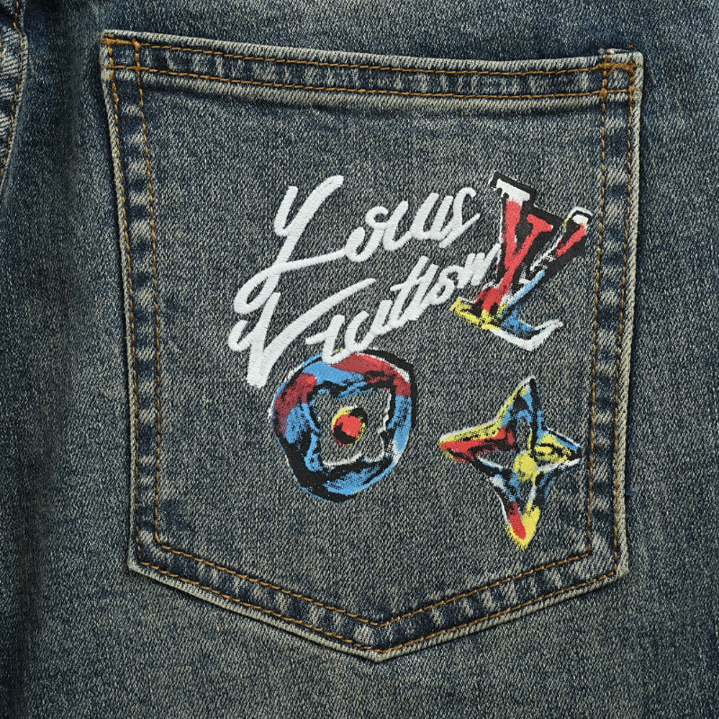 Louis Vuitton Tonal Monogram Slim Jeans — Deep Vintage Wash