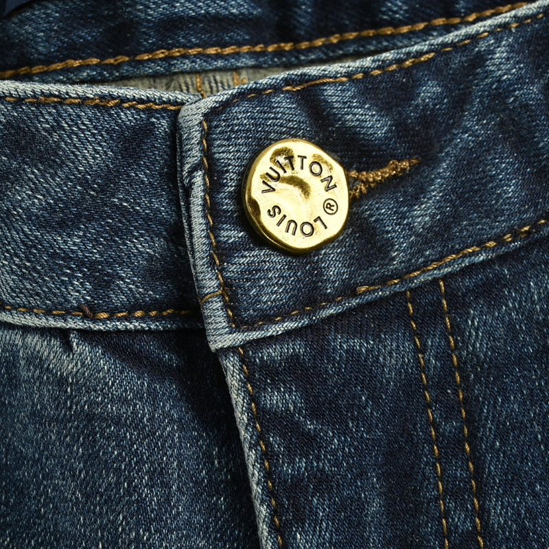 Louis Vuitton Monogram Patch Slim Jeans — Dark Wash
