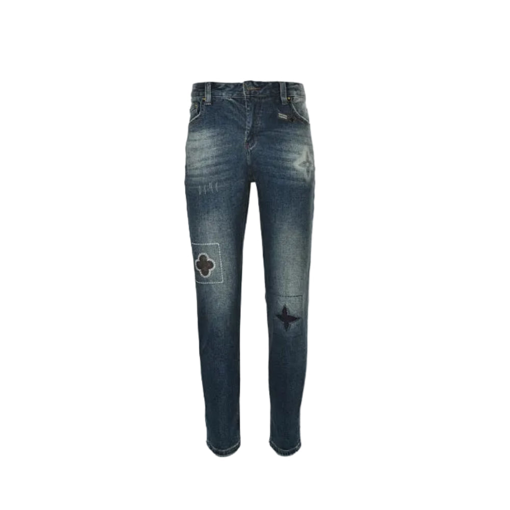 Louis Vuitton Monogram Patch Slim Jeans — Dark Wash