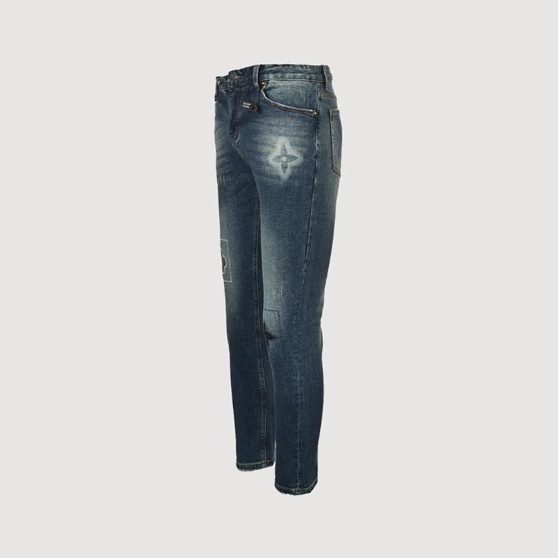 Louis Vuitton Monogram Patch Slim Jeans — Dark Wash