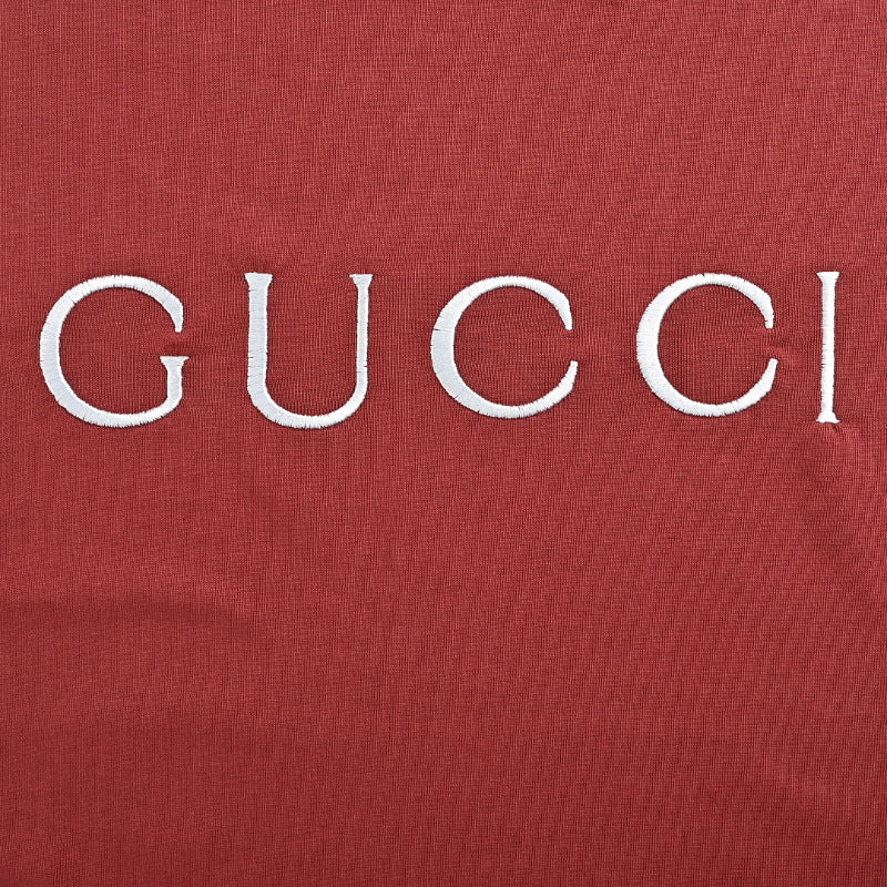 Gucci Brick Red Serif Wordmark Tee