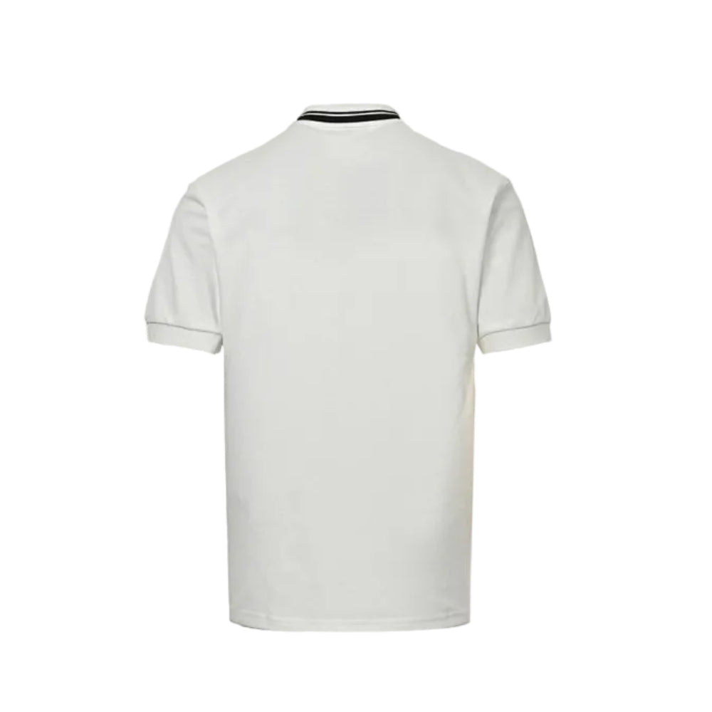 Gucci Off-White Piqué Stripe Chest Band Wordmark Embroidered Polo Shirt