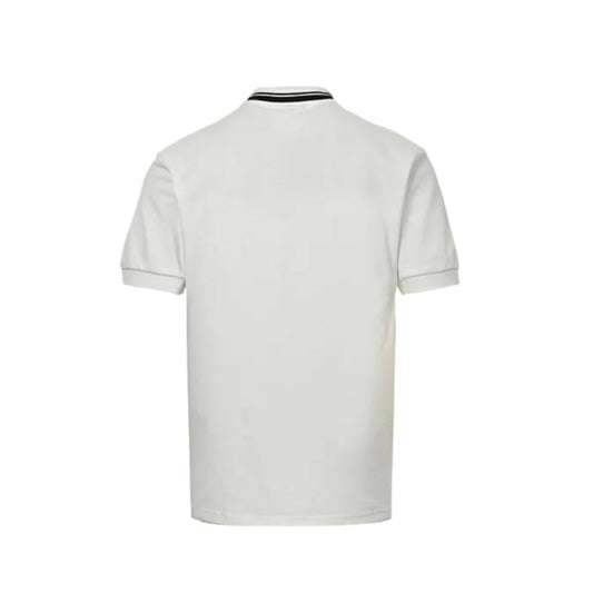 Gucci Off-White Piqué Stripe Chest Band Wordmark Embroidered Polo Shirt