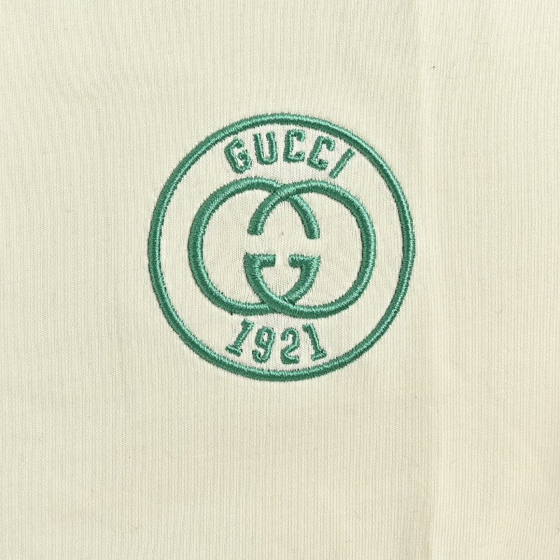 Gucci Cream Embroidered Circle-Crest Tee