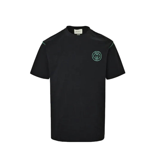 Gucci Black Embroidered Circle-Crest Tee
