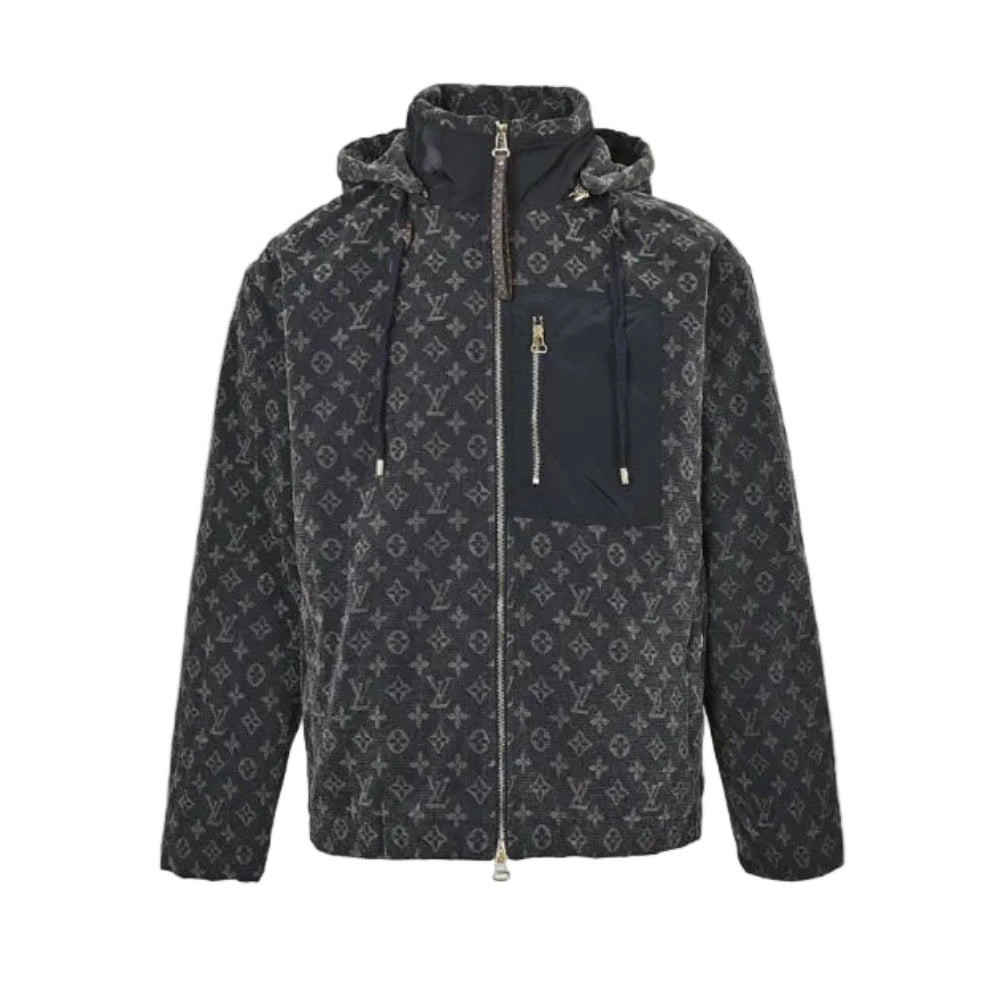 Louis Vuitton Monogram Allover Print Technical Hooded Zip Jacket – Black