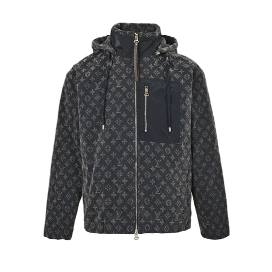 Louis Vuitton Monogram Allover Print Technical Hooded Zip Jacket – Black