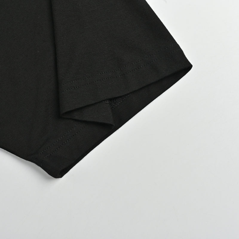 PRADA Milano Dal 1913 Saffiano Leather Triangle Logo Crewneck Tee PRD Black