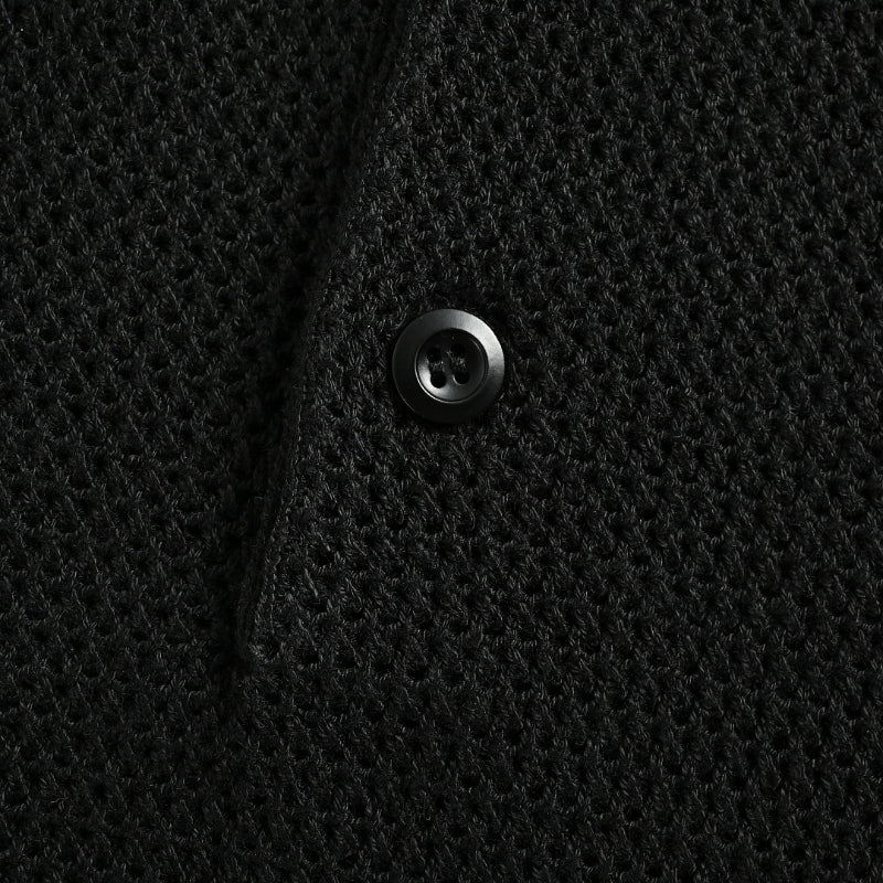 PRADA Milano Honeycomb Knit Tipped Polo Shirt PRD Black