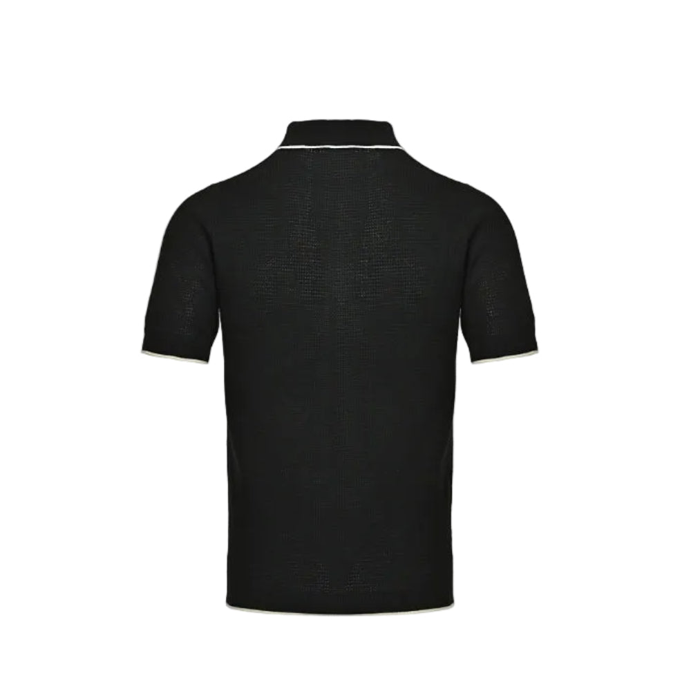 PRADA Milano Honeycomb Knit Tipped Polo Shirt PRD Black