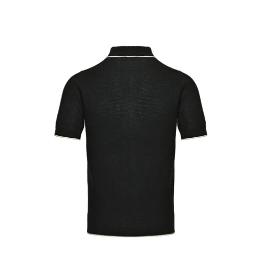 PRADA Milano Honeycomb Knit Tipped Polo Shirt PRD Black
