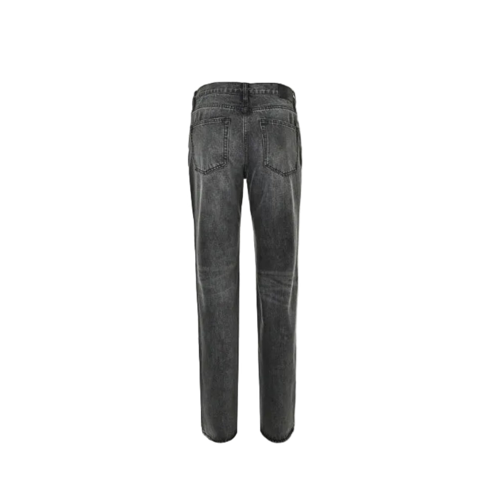 Gucci Smoke Grey Washed Straight Denim Pants with Horsebit Detail