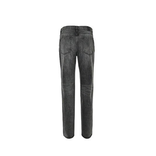 Gucci Smoke Grey Washed Straight Denim Pants with Horsebit Detail