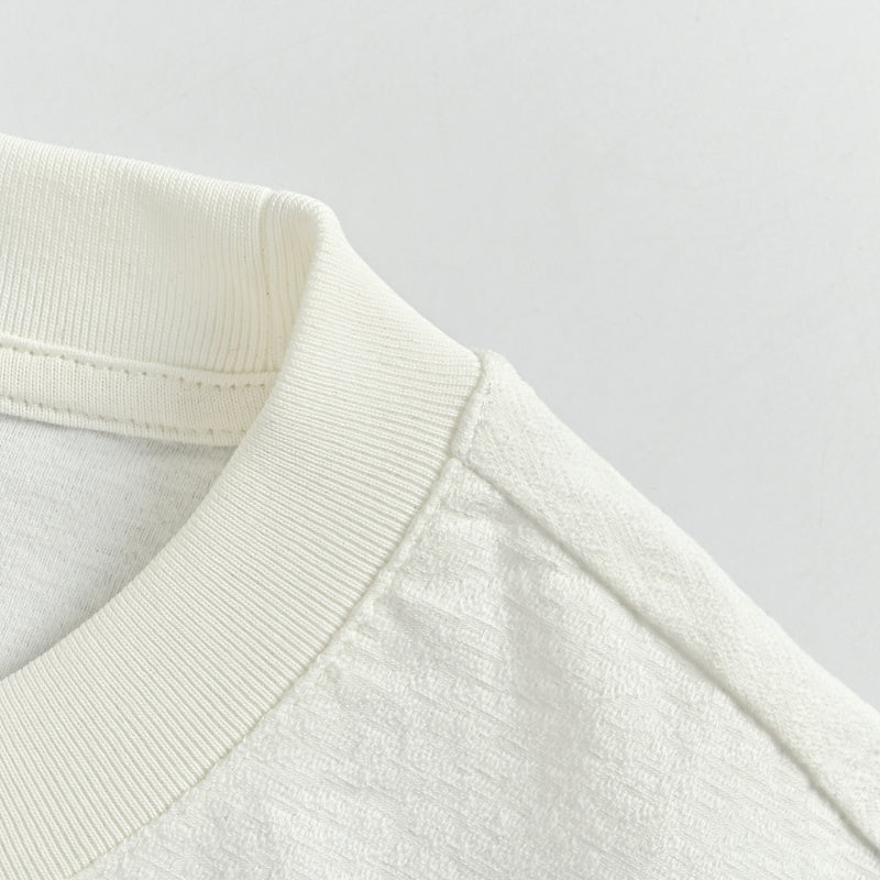 PRADA Milano 3D Logo Embroidered Jacquard Crewneck Tee PRD White