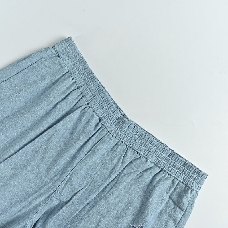 Louis Vuitton Monogram Embroidered Linen Shorts — Sky Blue