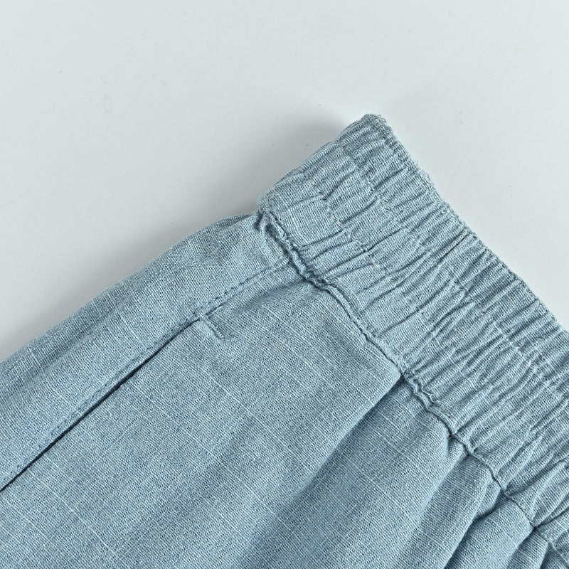 Louis Vuitton Monogram Embroidered Linen Shorts — Sky Blue