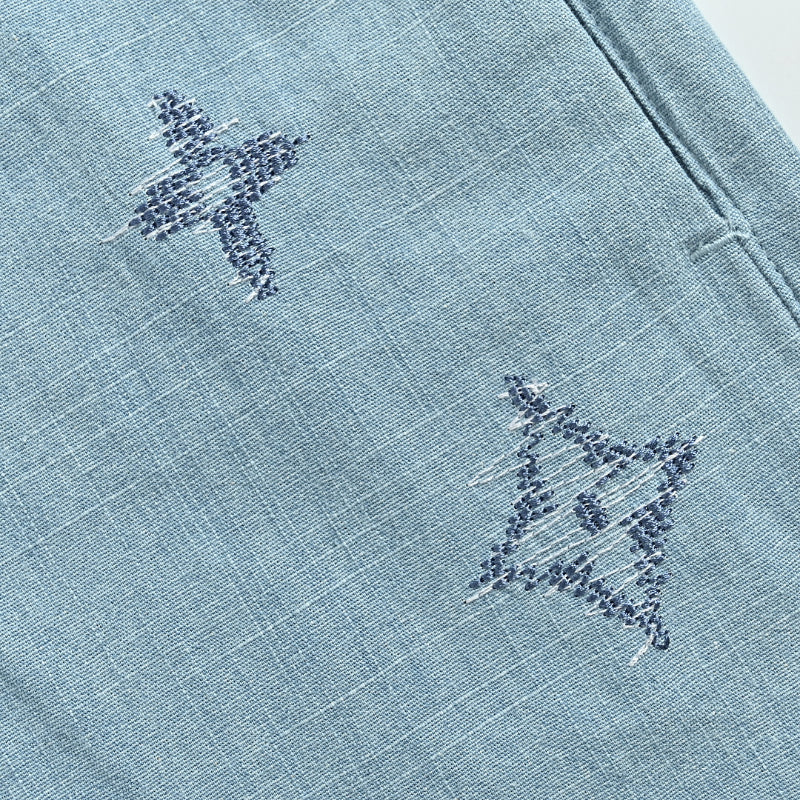 Louis Vuitton Monogram Embroidered Linen Shorts — Sky Blue