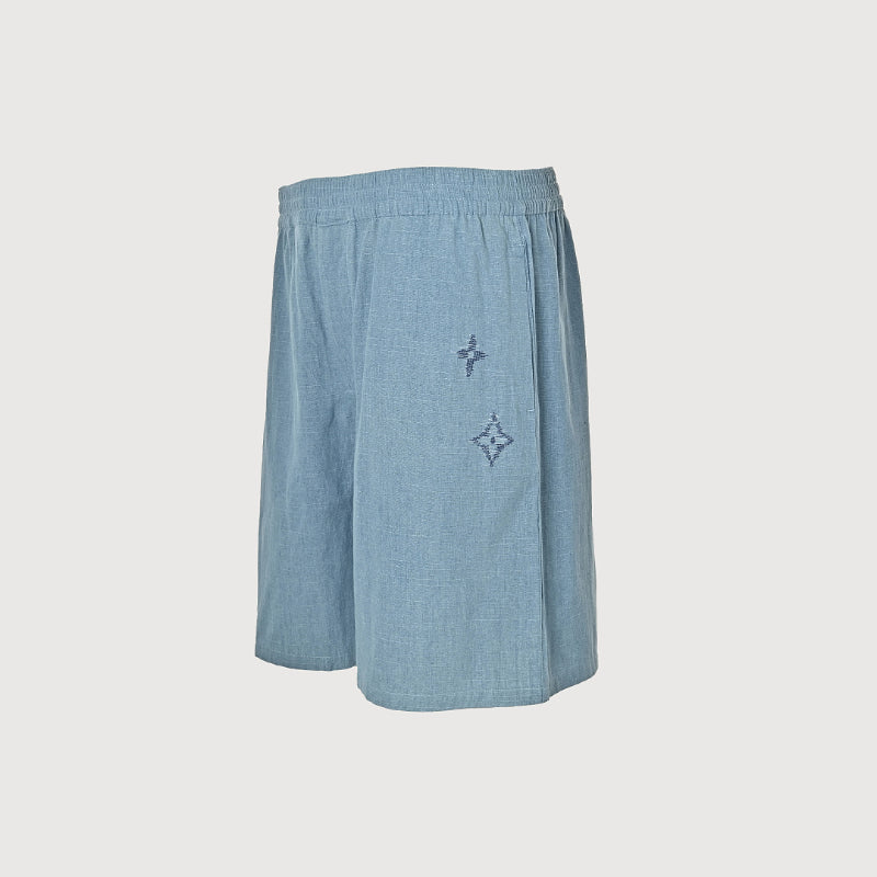 Louis Vuitton Monogram Embroidered Linen Shorts — Sky Blue