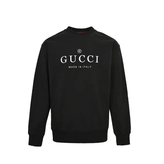 Gucci Black Heavyweight Cotton Serif Logo Print Crewneck Sweatshirt