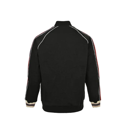 Gucci Black Track Jacket with Side Stripe and Heritage Cuff