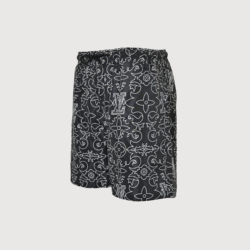 Louis Vuitton Monogram Line-Art Swim Shorts — Black