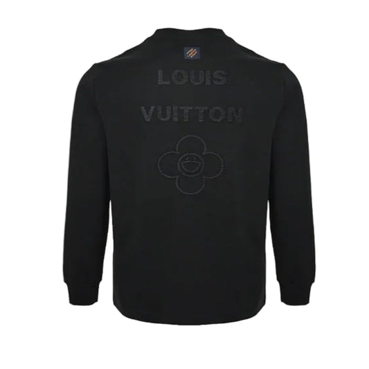 Louis Vuitton Tonal Back Print Mock Neck Sweatshirt – Black