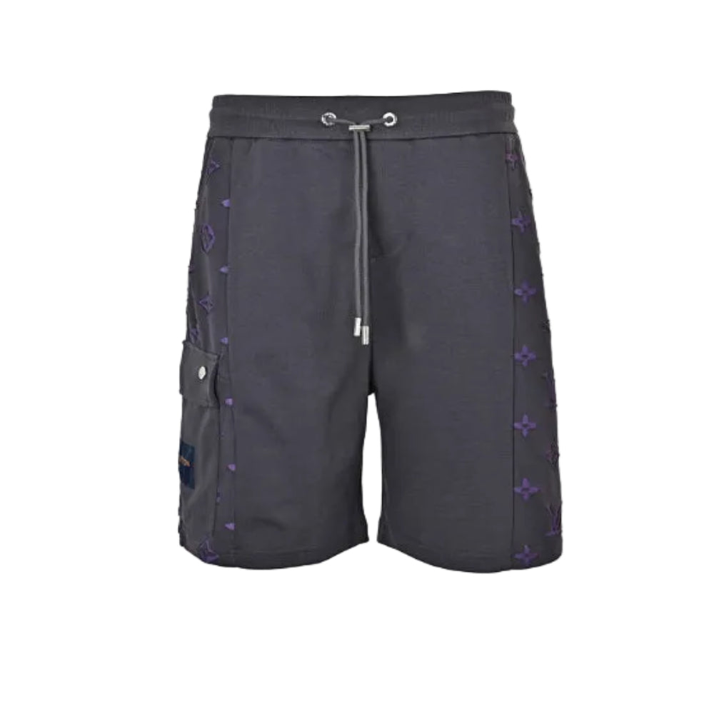 Louis Vuitton Monogram Side-Stripe Cargo Shorts — Charcoal