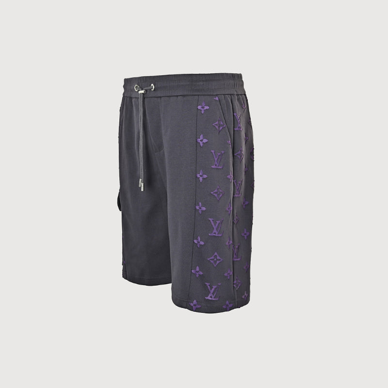 Louis Vuitton Monogram Side-Stripe Cargo Shorts — Charcoal