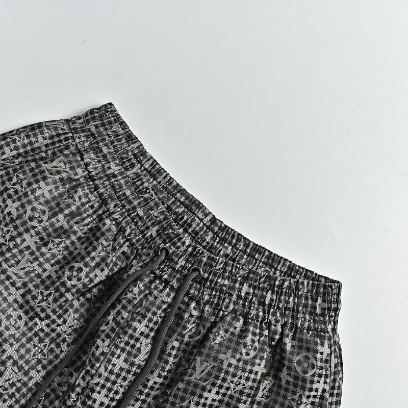 Louis Vuitton Monogram Plaid Print Swim Shorts — Charcoal