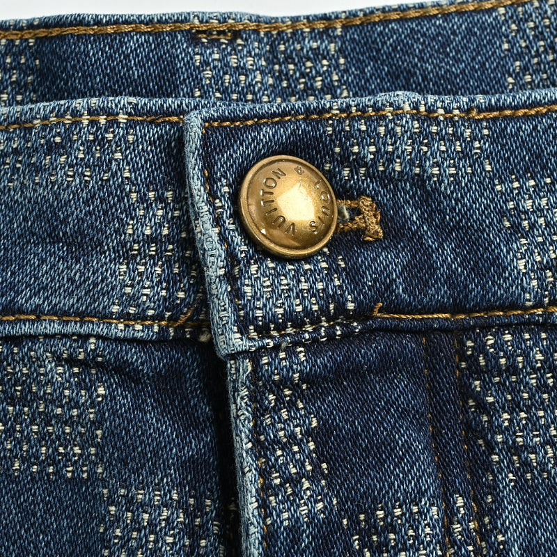 Louis Vuitton Damier Check Jacquard Straight Jeans — Indigo