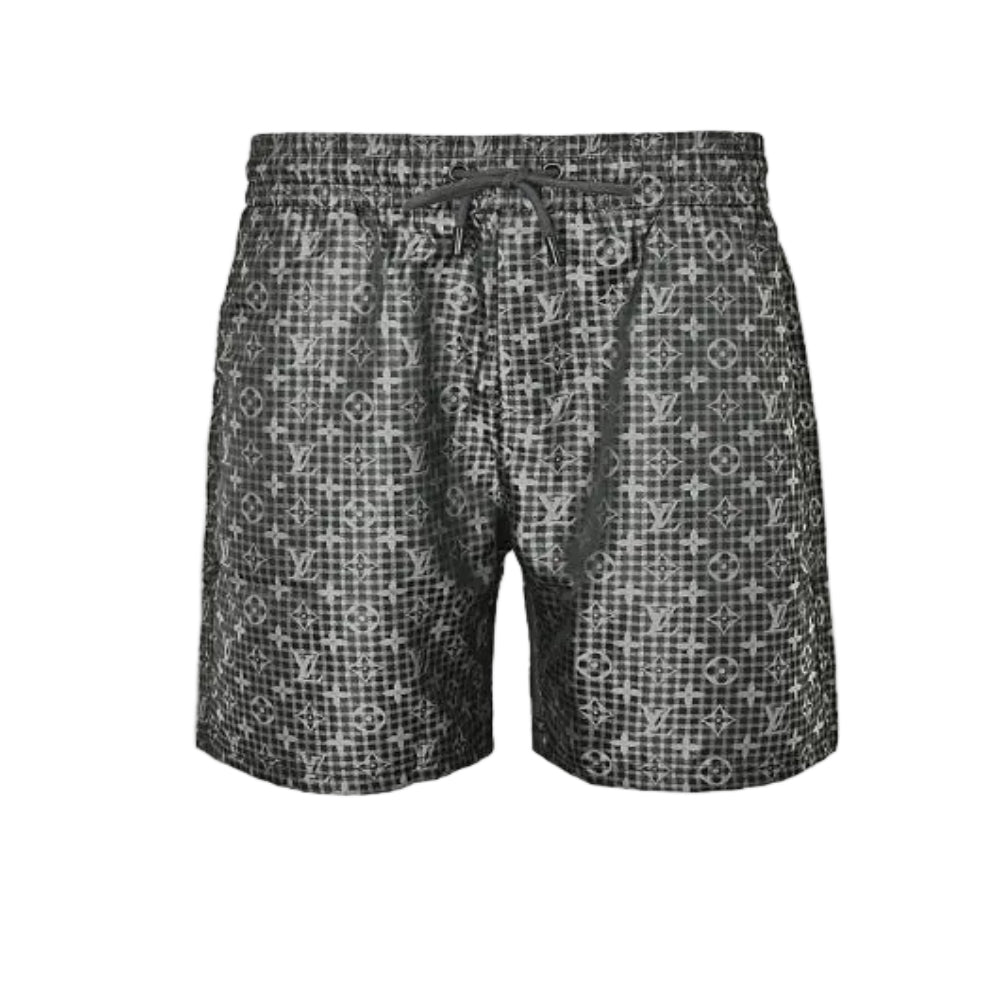 Louis Vuitton Monogram Plaid Print Swim Shorts — Charcoal