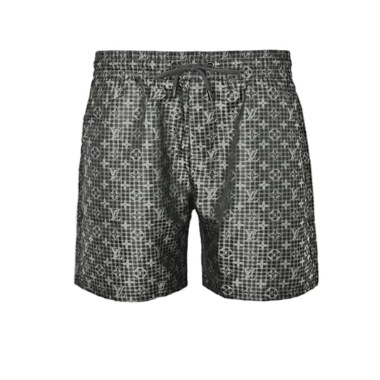 Louis Vuitton Monogram Plaid Print Swim Shorts — Charcoal