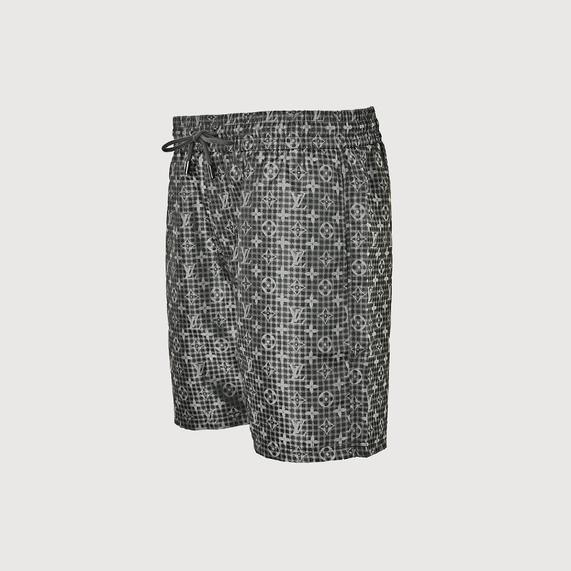 Louis Vuitton Monogram Plaid Print Swim Shorts — Charcoal