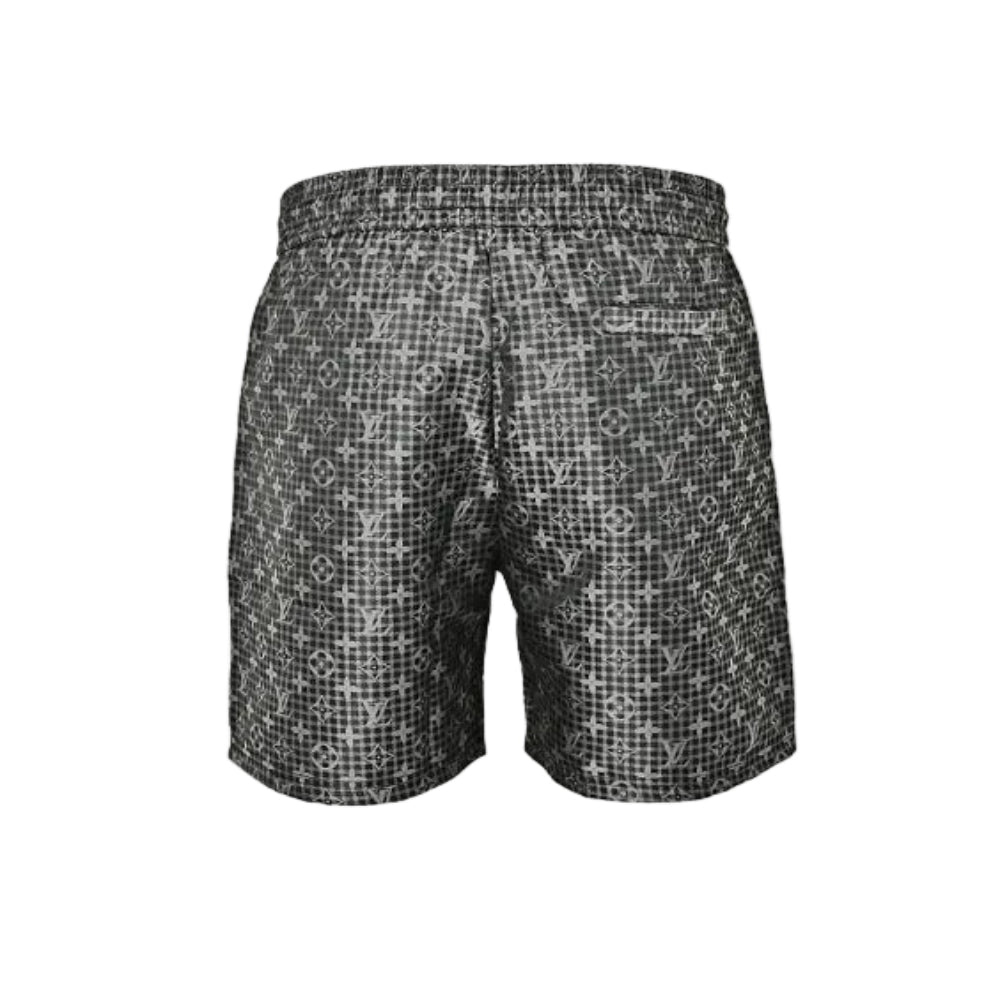 Louis Vuitton Monogram Plaid Print Swim Shorts — Charcoal