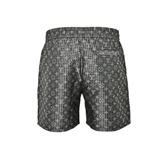 Louis Vuitton Monogram Plaid Print Swim Shorts — Charcoal