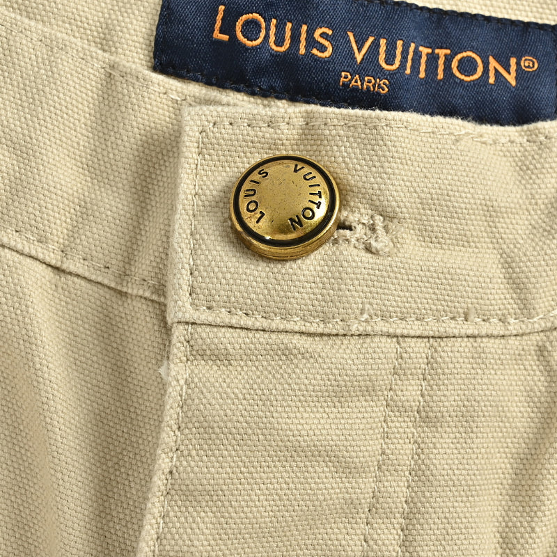 Louis Vuitton Tonal Monogram Embroidered Straight Trousers — Ecru