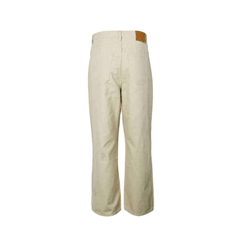 Louis Vuitton Tonal Monogram Embroidered Straight Trousers — Ecru