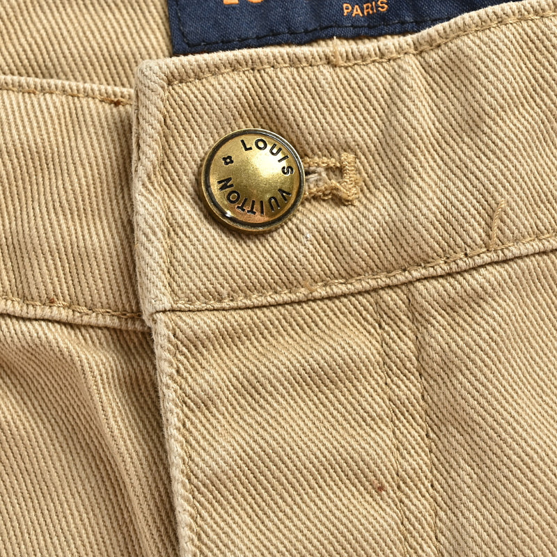 Louis Vuitton Distressed Paint-Splatter Carpenter Shorts — Khaki
