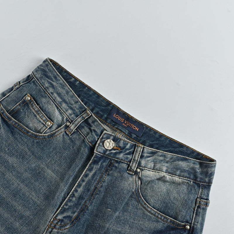 Louis Vuitton Tonal Monogram Slim Jeans — Mid Wash
