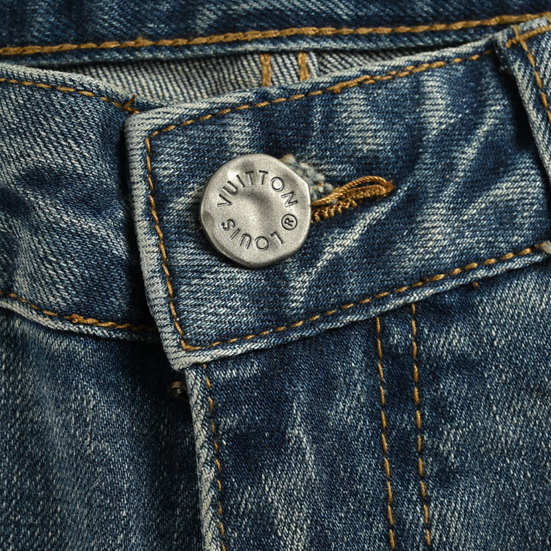 Louis Vuitton Tonal Monogram Slim Jeans — Mid Wash