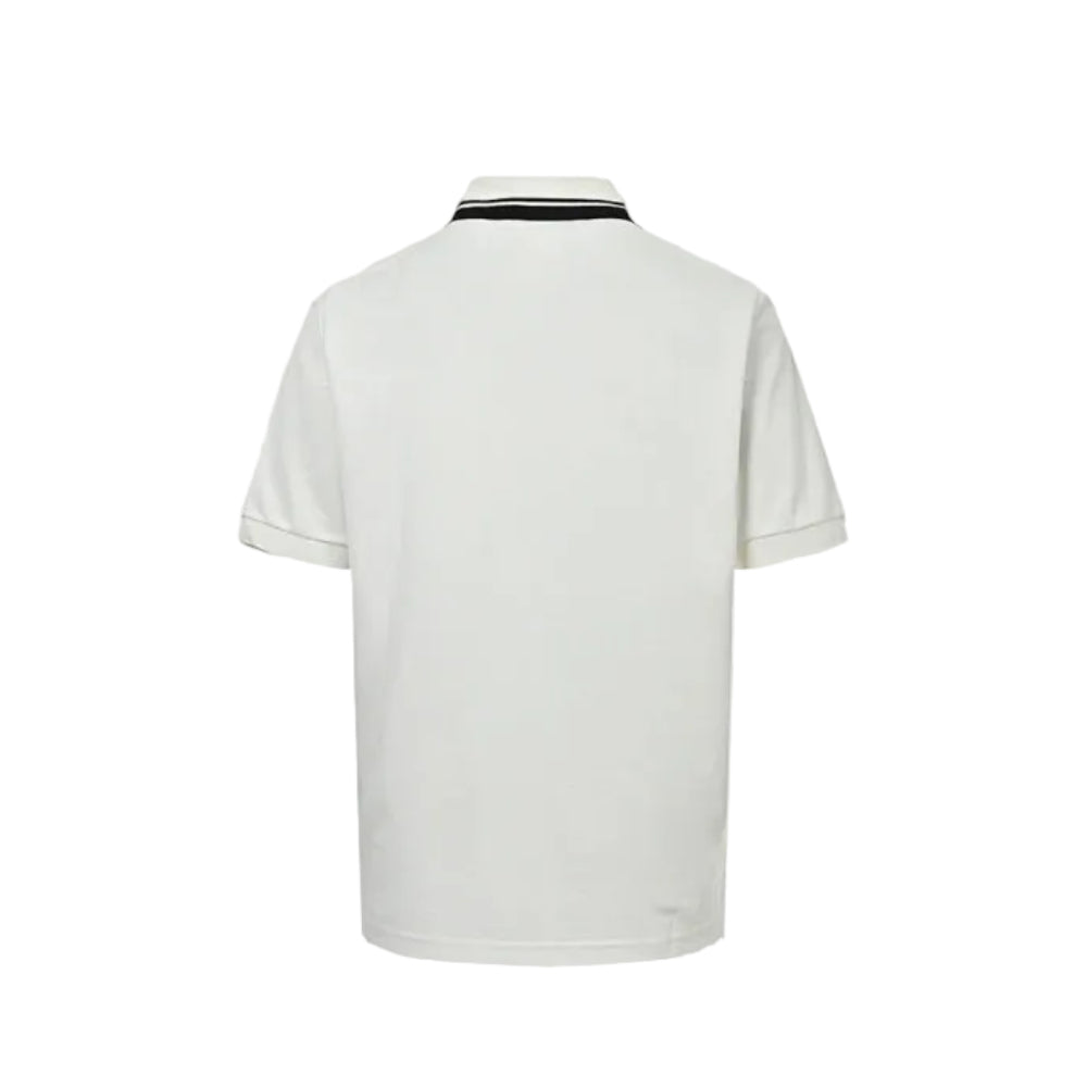 Gucci Ivory Double-Stripe Collar GG Badge Pocket Piqué Polo