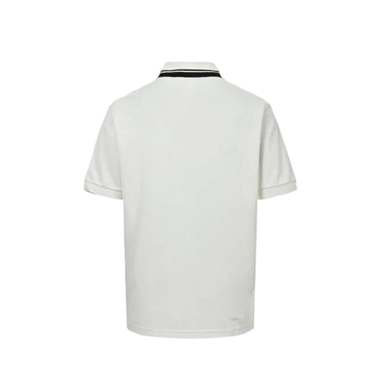 Gucci Ivory Double-Stripe Collar GG Badge Pocket Piqué Polo
