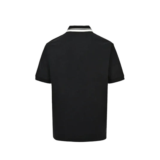 Gucci Black Double-Stripe Collar GG Badge Piqué Polo