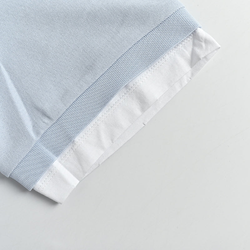 PRADA Triangle Badge Piqué Polo Shirt PRD Powder Blue