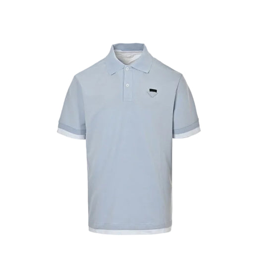PRADA Triangle Badge Piqué Polo Shirt PRD Powder Blue