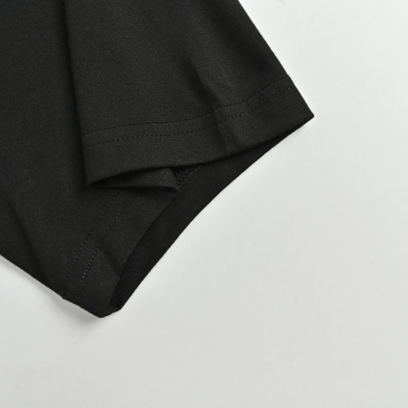 PRADA Milano Black Leather Triangle Logo Patch Pocket Polo Shirt PRD Black