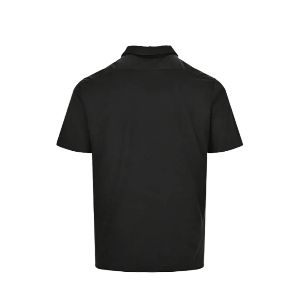 PRADA Milano Black Leather Triangle Logo Patch Pocket Polo Shirt PRD Black