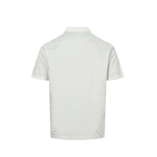 PRADA Milano White Leather Triangle Logo Patch Pocket Polo Shirt PRD Off-White